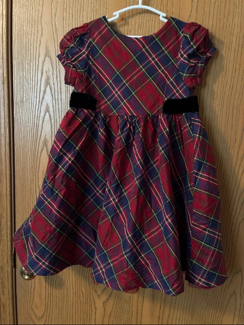 Gymboree Red and Navy Tartan Puff-Sleeve Holiday Dress